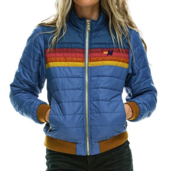 Aviator Nation Jackets & Blazers - Aviator Nation Journey Jacket 5 Stripe Blue Moonlight Puffer Size M